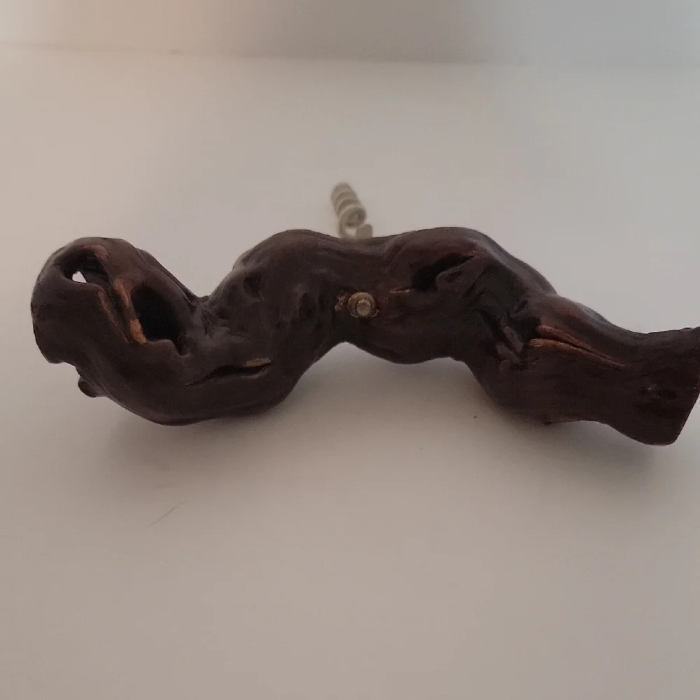 VINTAGE GNARLED GRAPE VINE ROOT WOOD HANDLE CORKSCREW